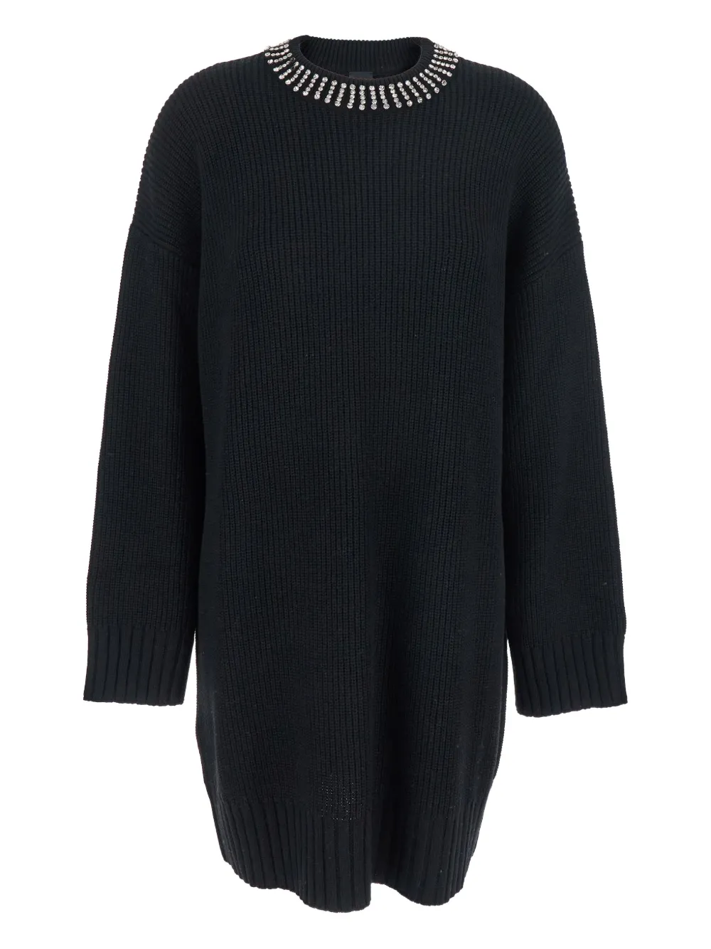 

Мини-платье в рубчик, украшенное кристаллами PINKO, черный