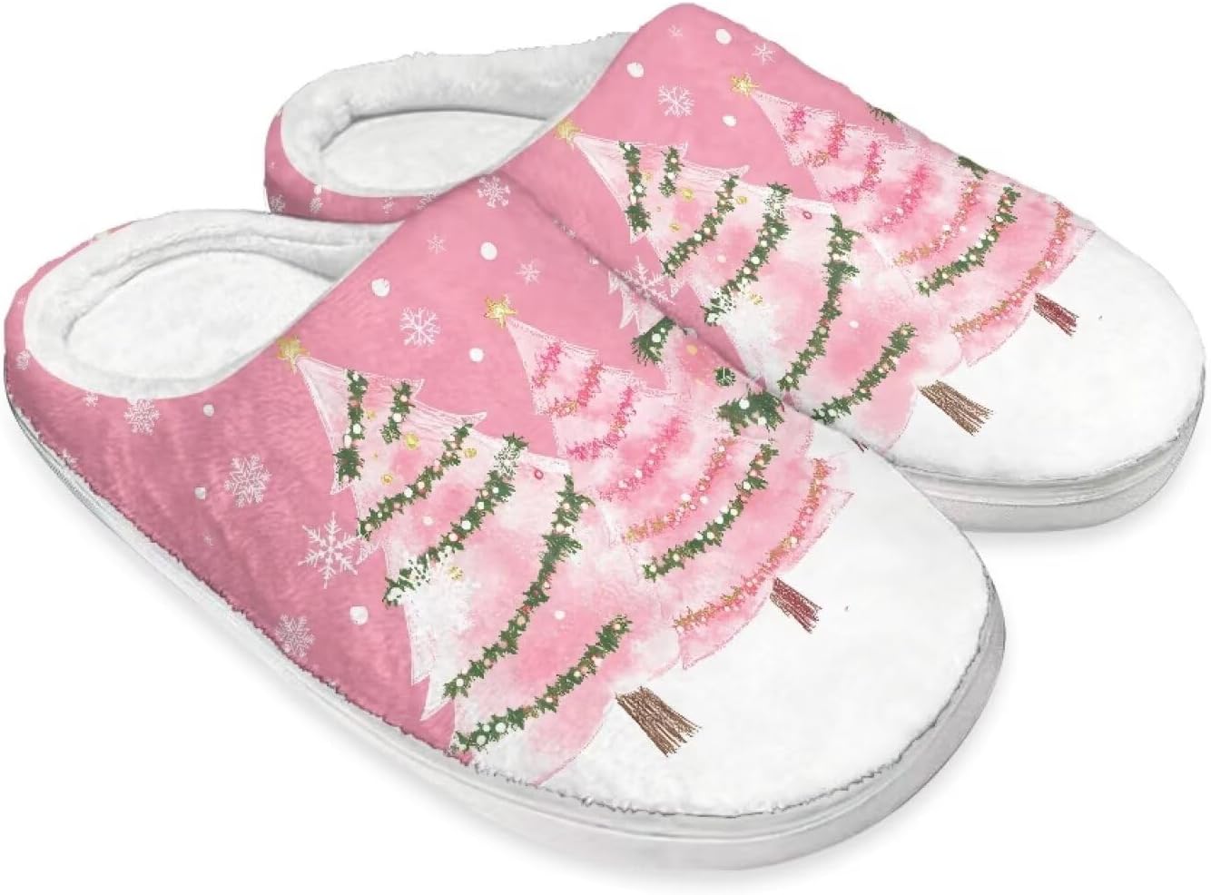 

Хлопковые тапочки на Хэллоуин и Рождество для женщин и мужчин, мягкие, теплые, нескользящие, домашние тапочки, дорожные тапочки Buxolandt, Christmas Tree Prints