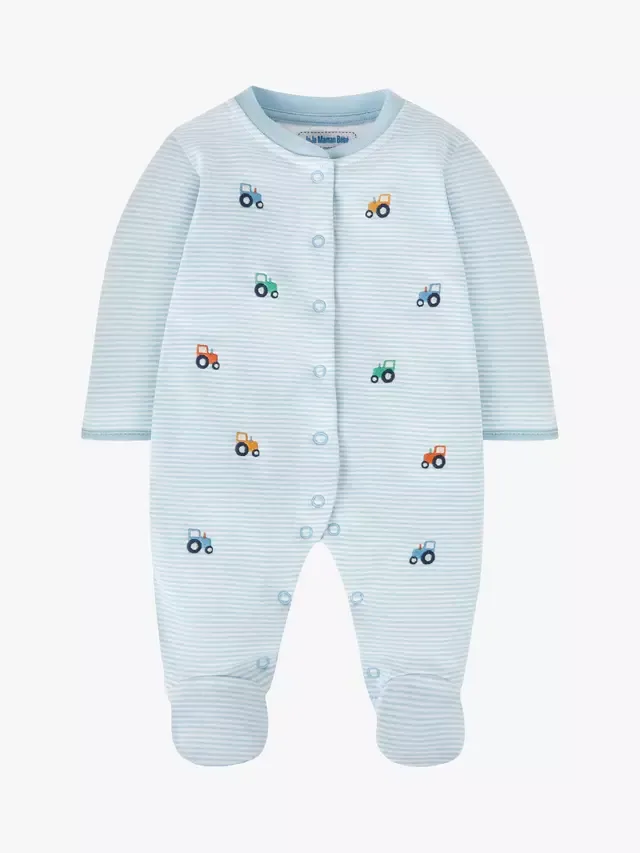 Детский пижамный комбинезон с вышивкой в виде трактора, синий JoJo Maman Bébé