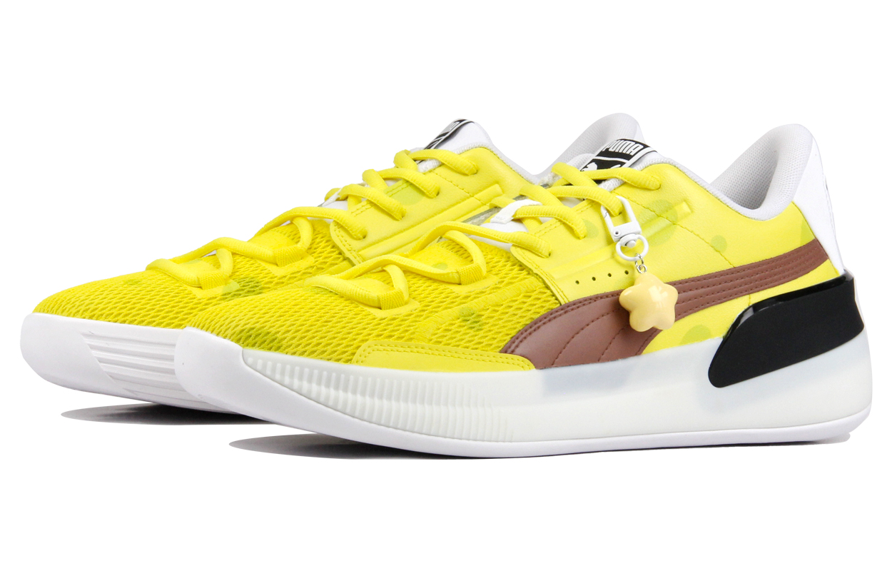 Кроссовки баскетбольные Clyde Hardwood мужские низкие PUMA, жёлто-коричневые — фото 3