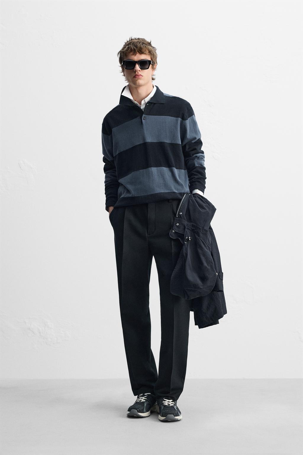 

Полосатая трикотажная рубашка поло ZARA, цвет striped