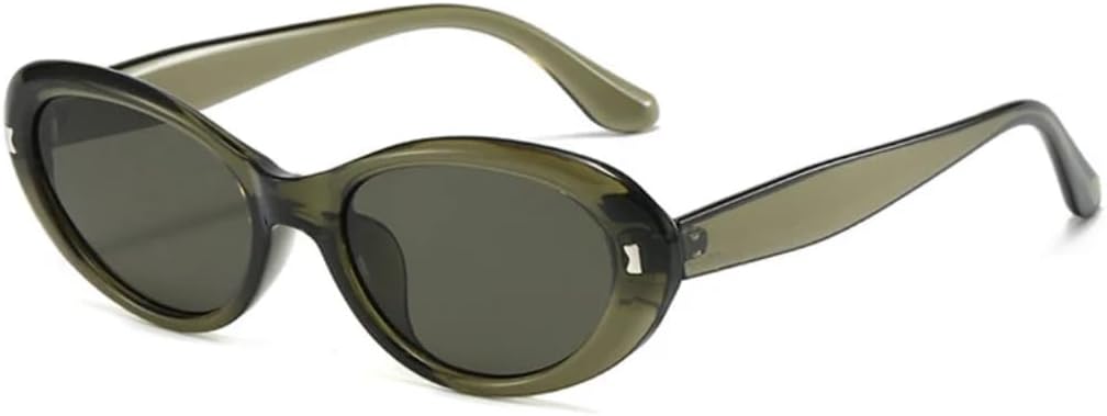 

Солнцезащитные очки с защитой от УФ-излучения UV400 | Овальные, в стиле панк, конфетного цвета, с заклепками | для женщин и мужчин, для занятий спортом на открытом воздухе и вождения DSVIGF, Green-gray