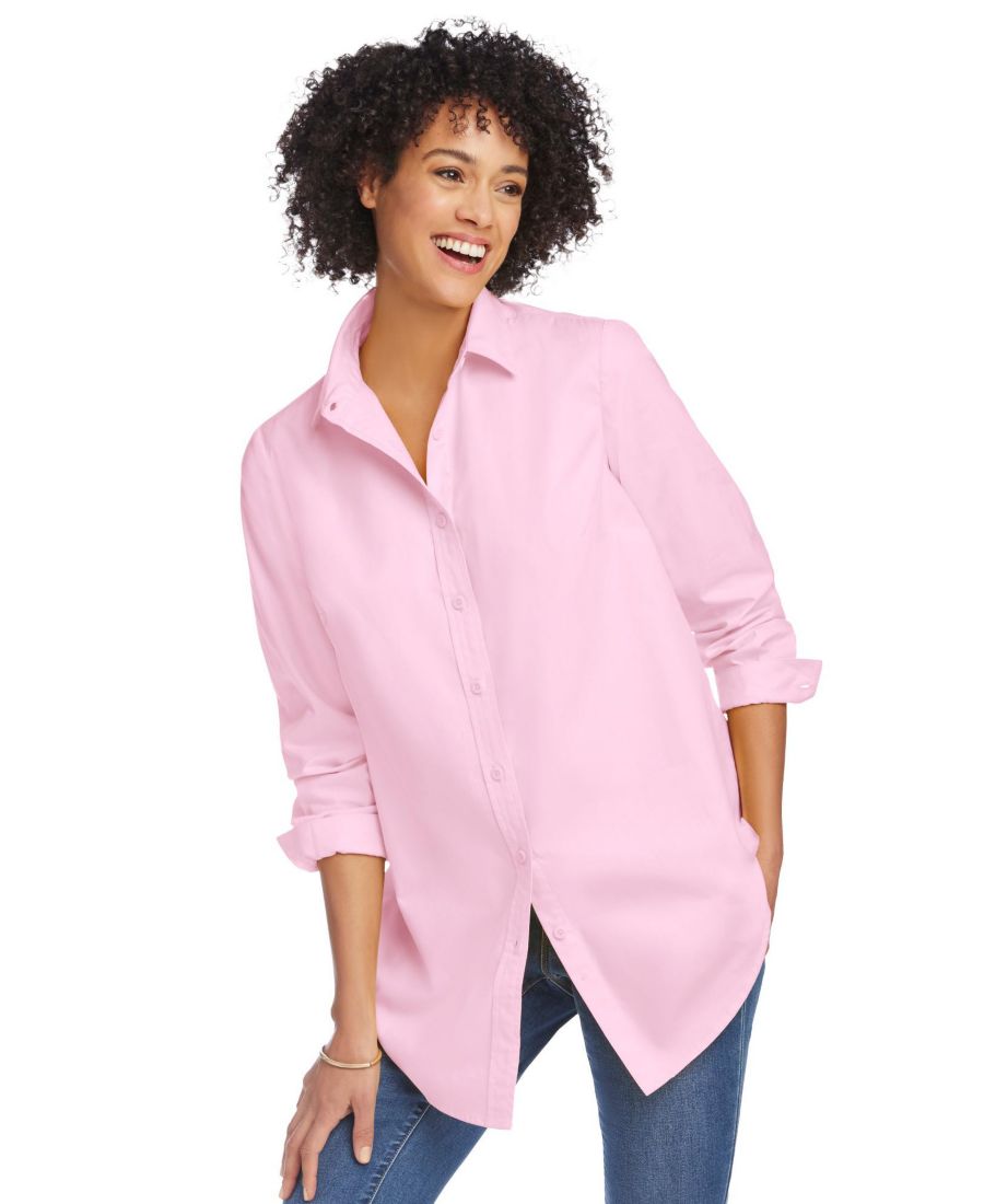 

Рубашка с длинным рукавом идеального размера для полных женщин Woman Within, Original pink