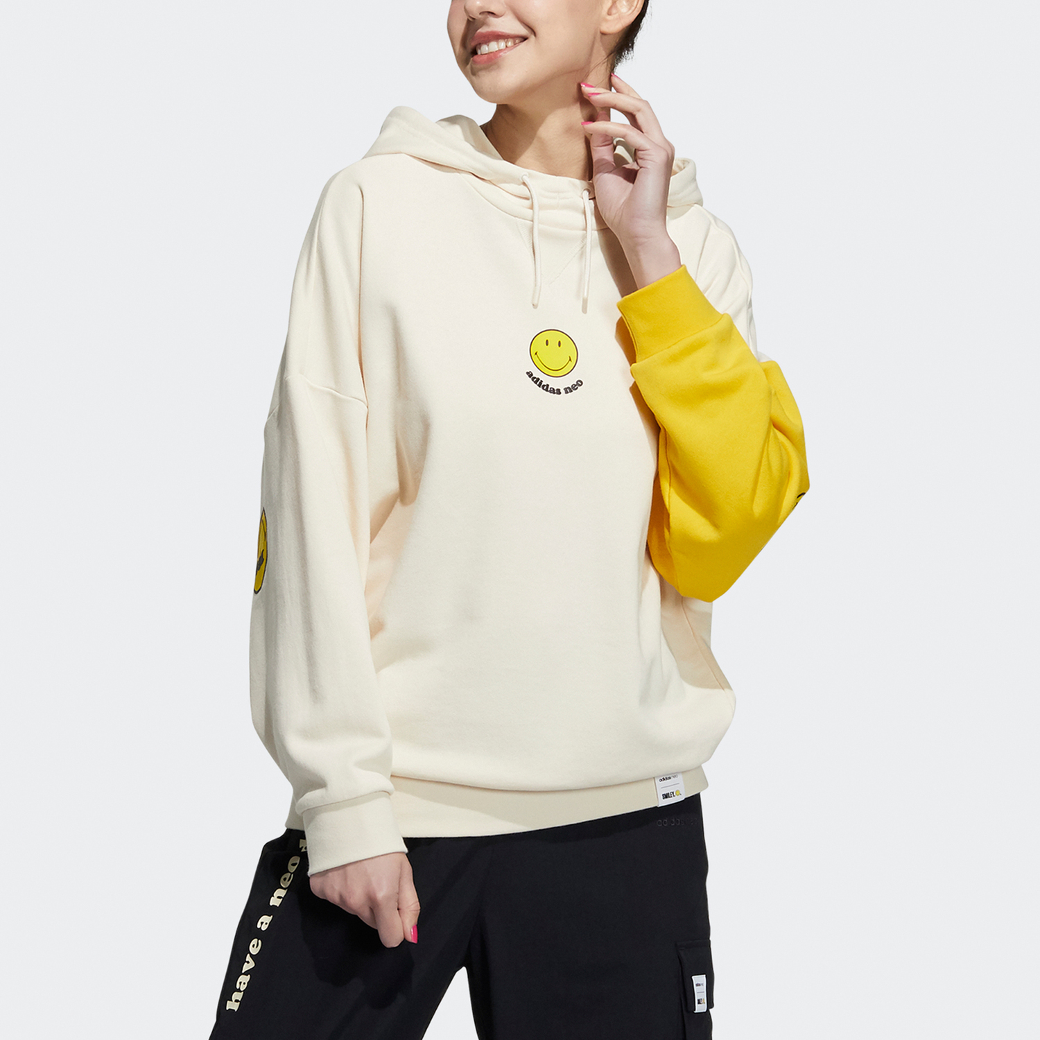 X SMILEY Толстовка Женская Светло-желтая Adidas Neo — фото 3