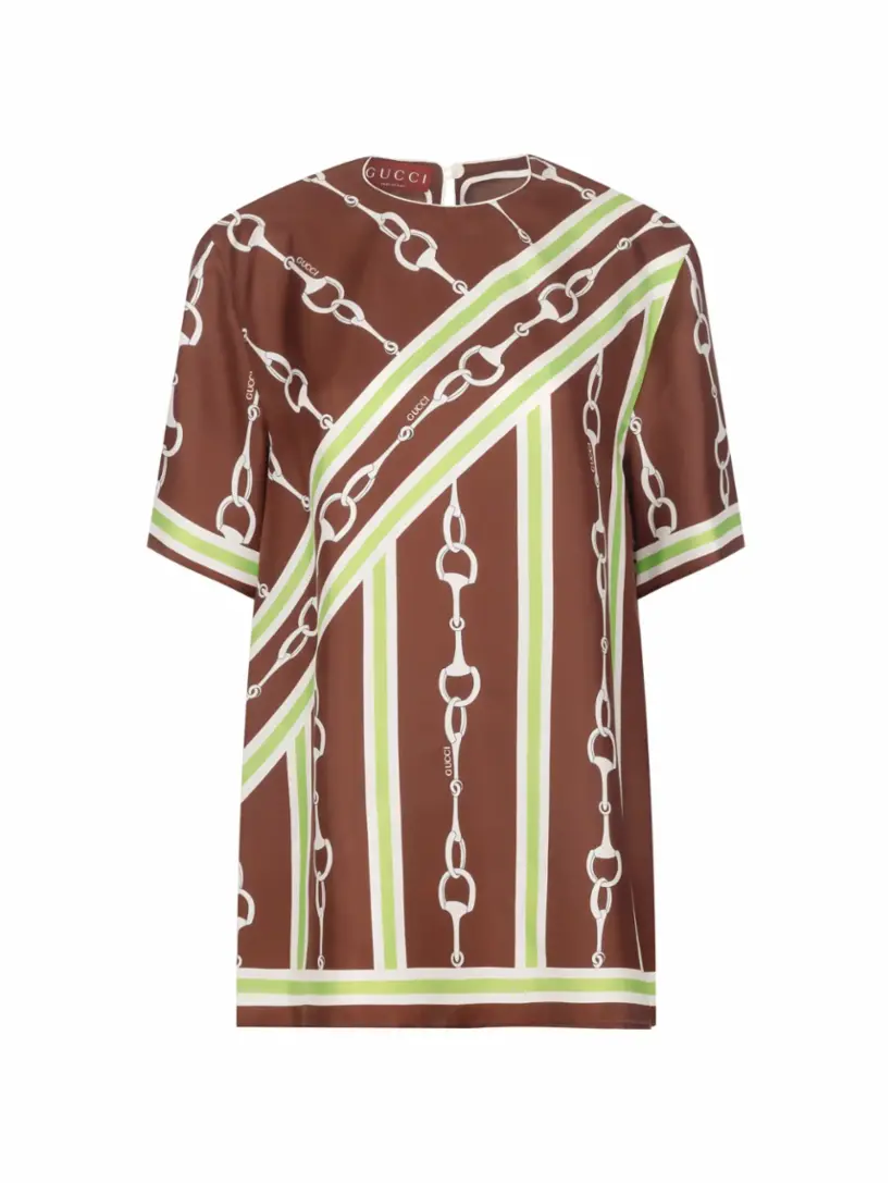 

Шёлковый топ Horsebit Gucci, мультиколор