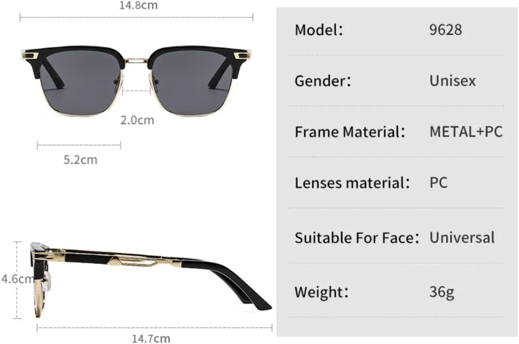 

Солнцезащитные очки для мужчин и женщин - защита UV400 - металлическая оправа градиентного цвета, для занятий спортом на открытом воздухе и вождения DSVIGF, Tyj522-4