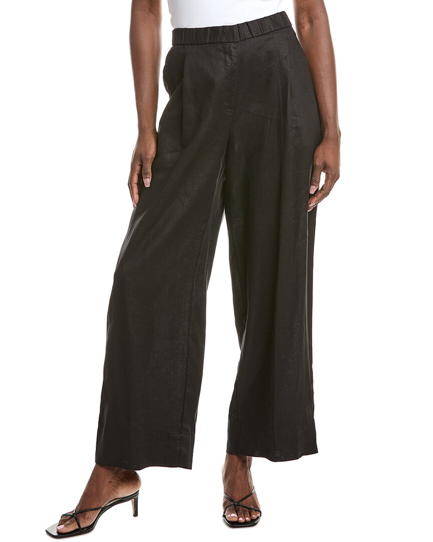 

EILEEN FISHER Широкие льняные брюки с плиссировкой спереди, черный