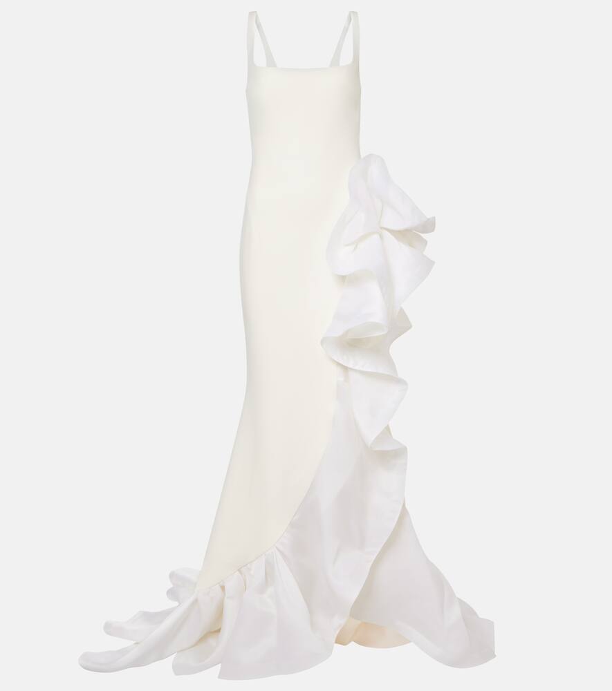 

Свадебное платье Yana из плиссированного крепа и сатинового органа Safiyaa, Ivory On Ivory