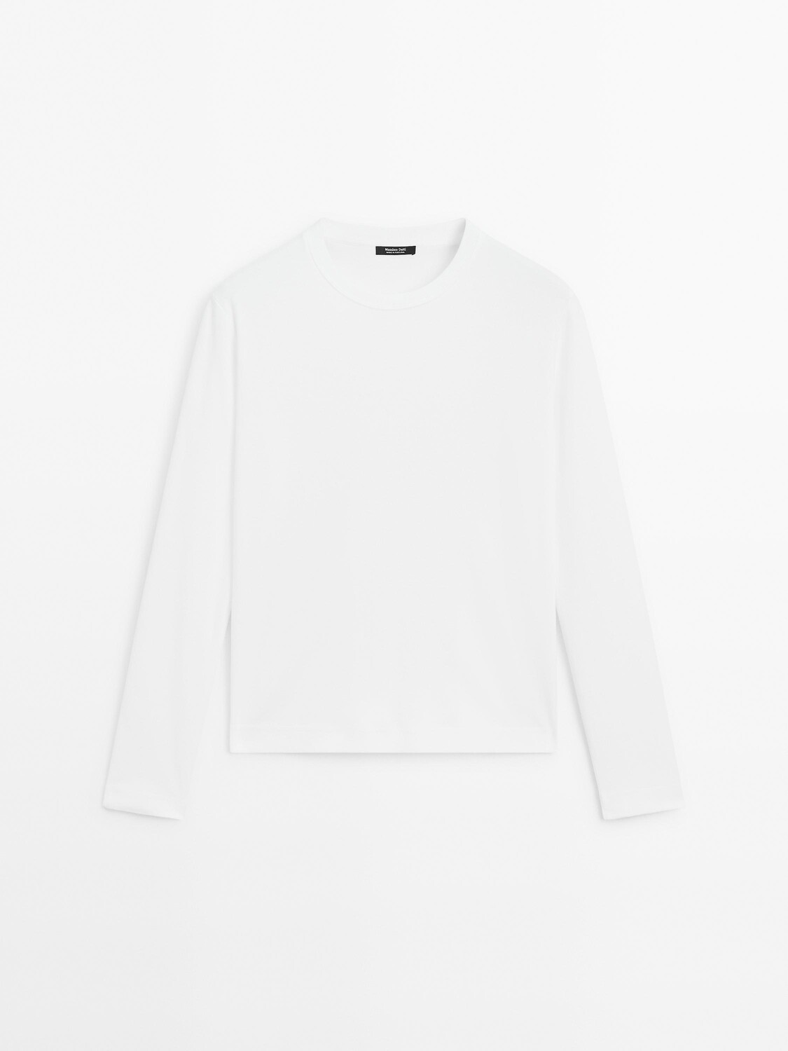 Футболка из хлопка с длинным рукавом Massimo Dutti, бежевый — фото 4