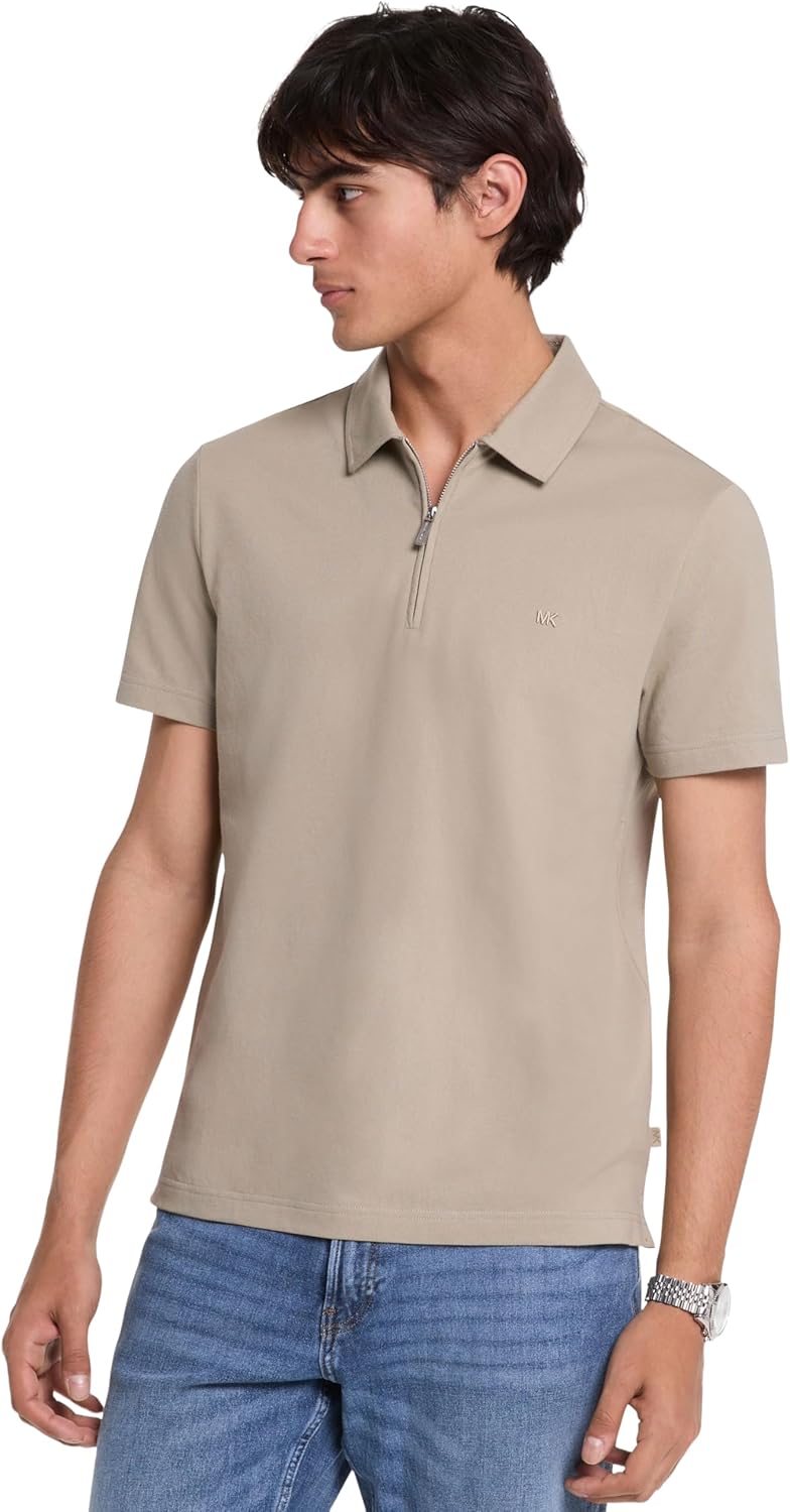 

Michael Kors Мужская облегающая пике короткий рукав молния поло, Dusty Sage, Зеленый, Michael Kors Мужская облегающая пике короткий рукав молния поло, Dusty Sage