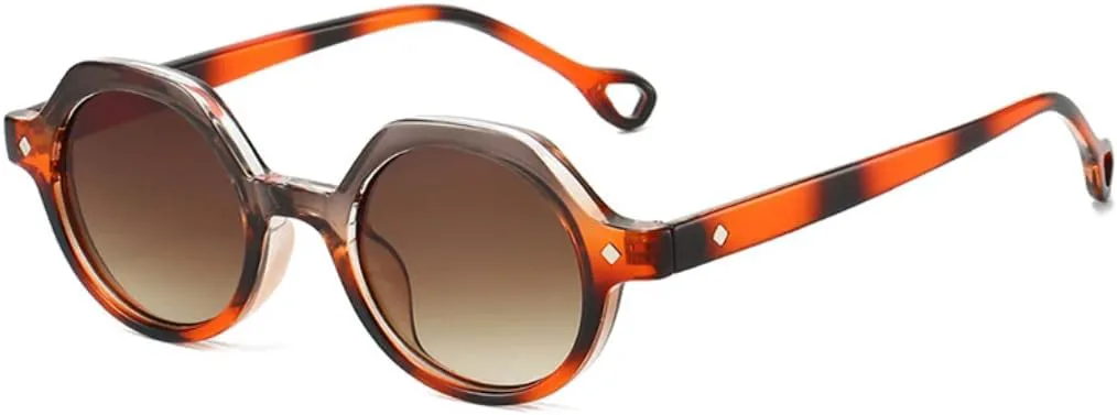 

Ретро маленькие круглые панк-солнцезащитные очки для женщин, модные градиентные очки UV400, мужские очки с заклепками, зеленые UUPTTPL, Amber Tea Gradient