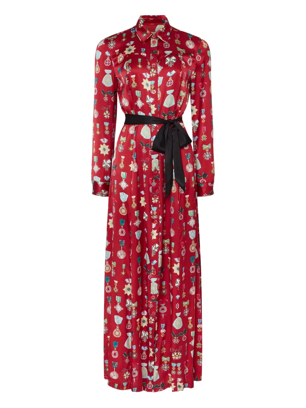 

Платье-рубашка с принтом в виде медалей Gloriette Temperley London, красный