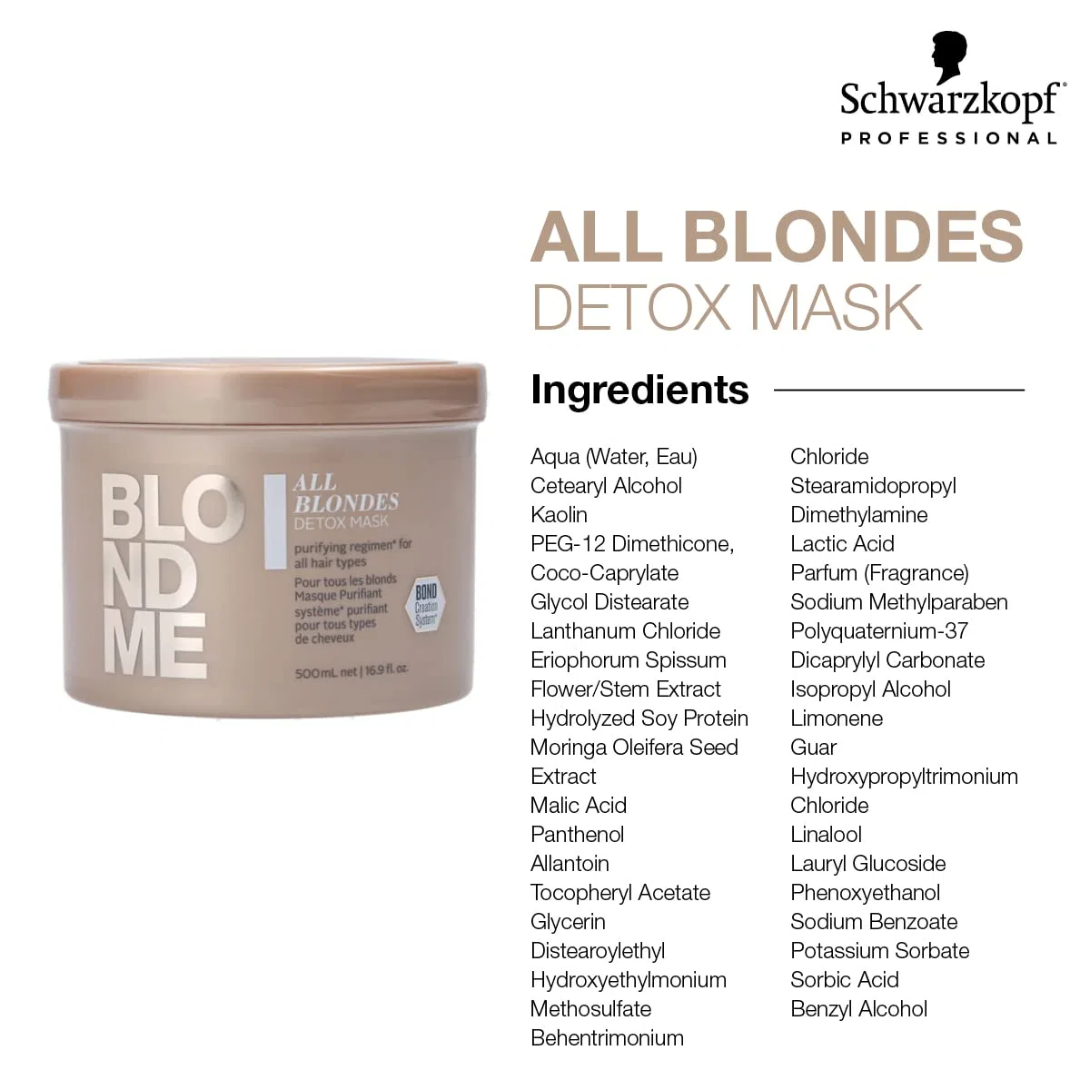 Детокс-маска для светлых волос Schwarzkopf BlondMe Keratin Restore All Blondes, 500 мл Blondme, Multicoloured — фото 4