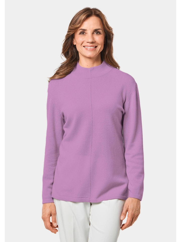 

Короткий размер: Кашемировый свитер. Мягкий кашемировый свитер с воротником сиреневого цвета. GOLDNER