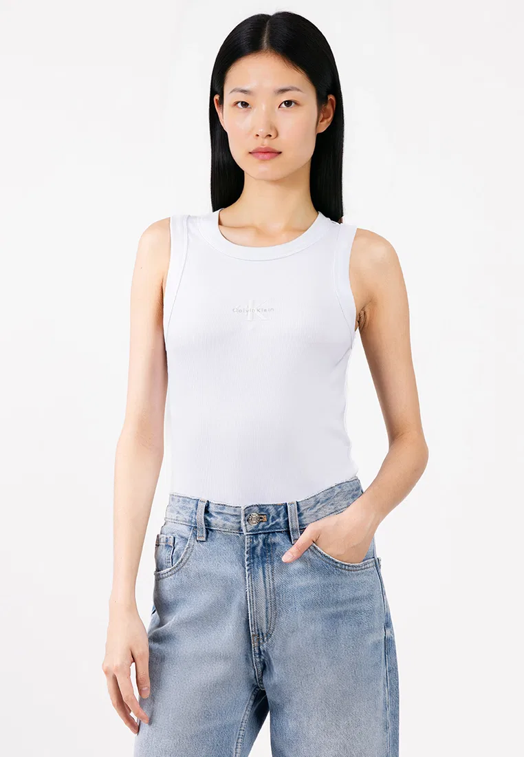 Топ без рукавов rib knit, Monogram, Calvin Klein Jeans, белый
