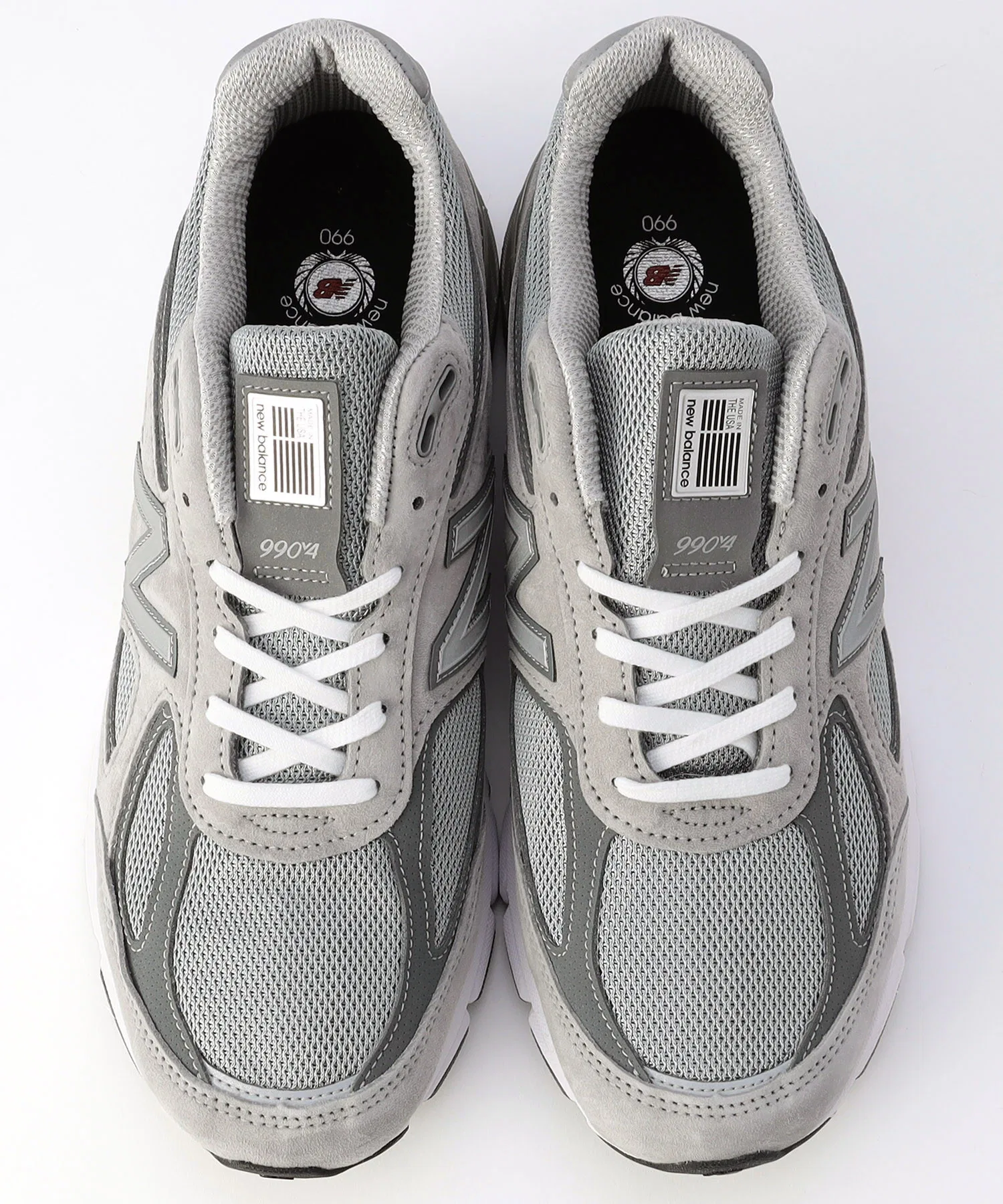 Мужские кроссовки из натуральной кожи New Balance 990 v4 серые — фото 2