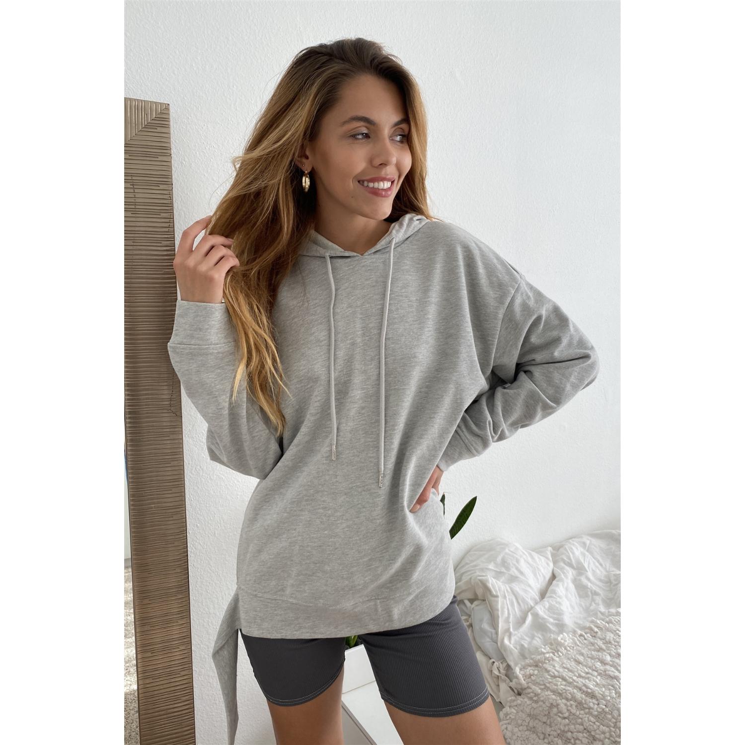 

Толстовка с капюшоном и неровным подолом "Венеция" Truedames, серый