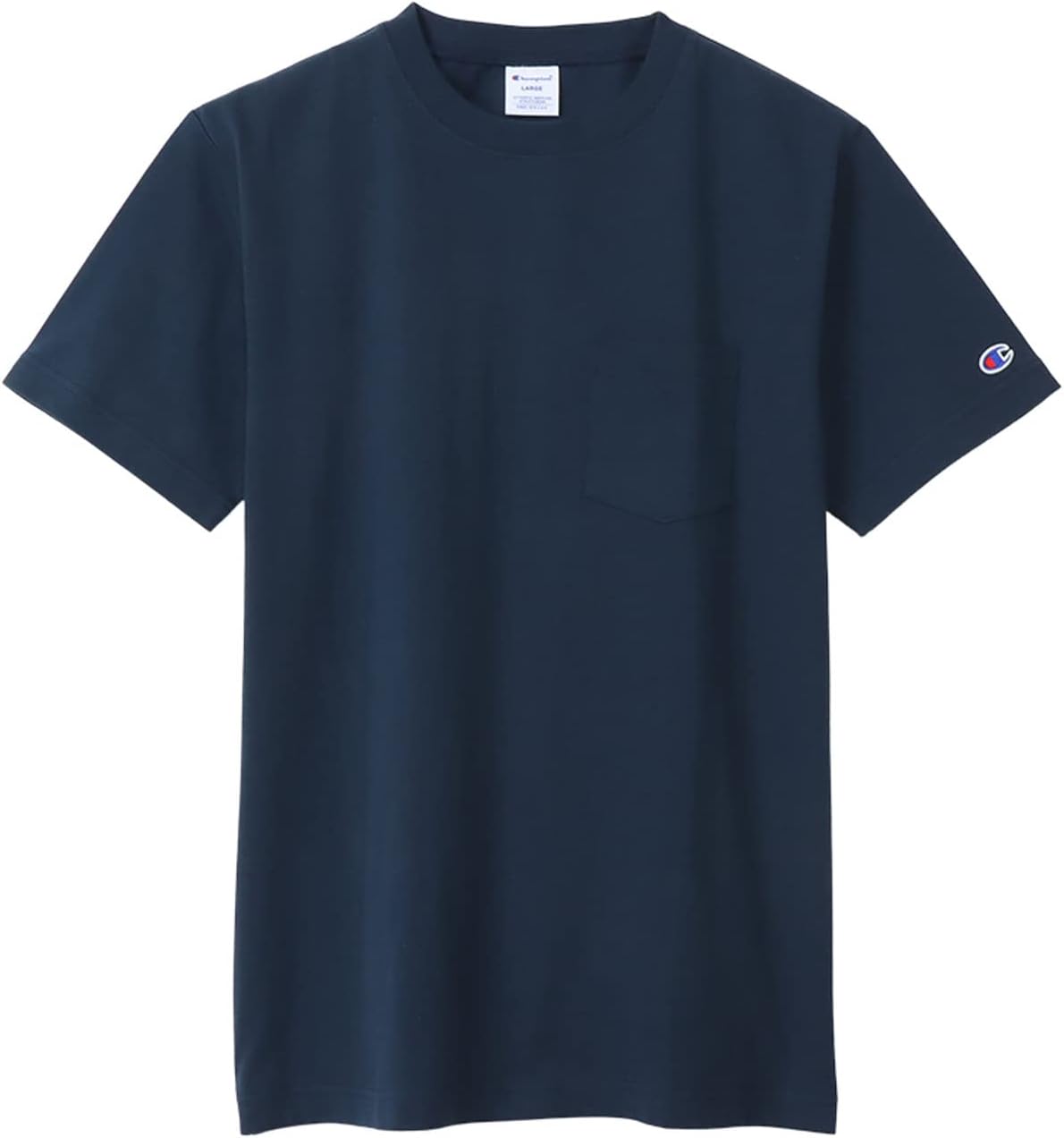 

Футболка Champion с коротким рукавом, круглый вырез, 100% хлопок, США, футболка с коротким рукавом и карманом, темно-синий