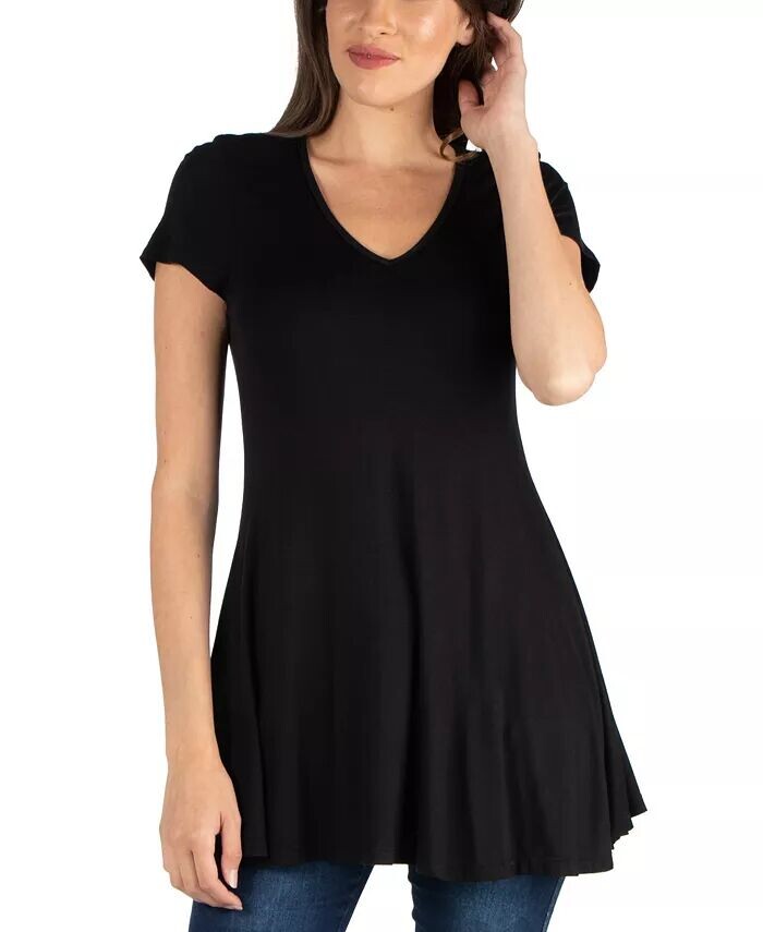 

Женская туника свободного кроя с коротким рукавом 24seven Comfort Apparel, черный