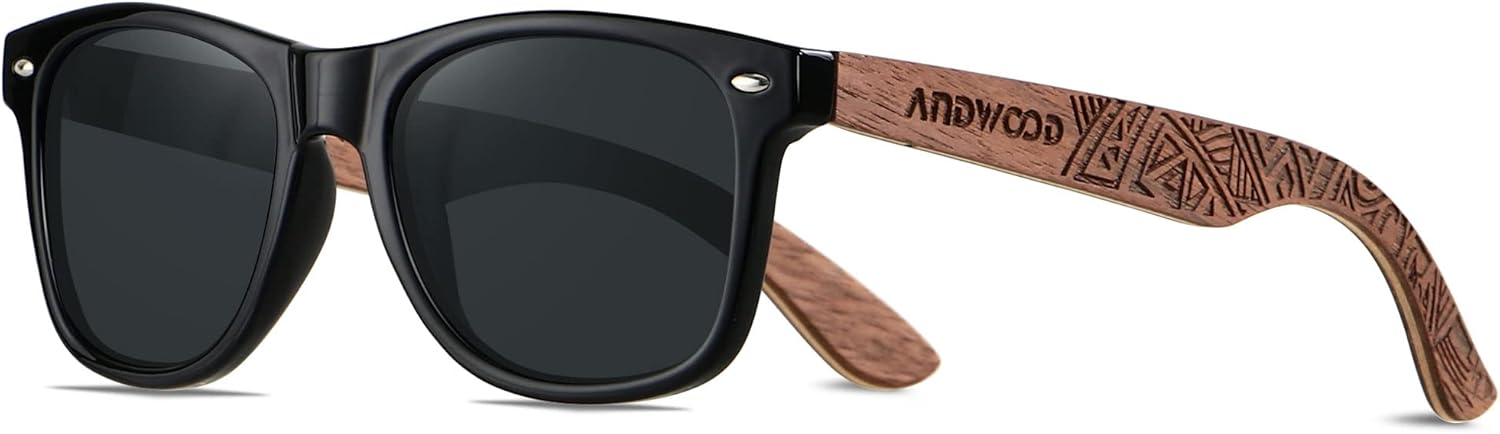 

Солнцезащитные очки ANDWOOD из дерева с поляризацией, для мужчин и женщин, с защитой от УФ-излучения, в оправе из бамбука, зеркальные, Glossy Black & Tribe Walnut | Polarized Black