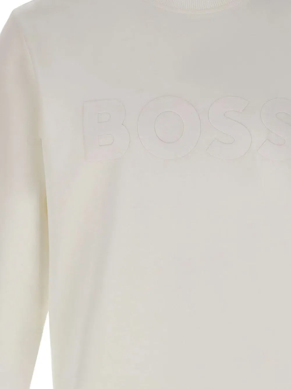 Толстовка с круглым вырезом и ребристым логотипом Boss, нейтральный — фото 4