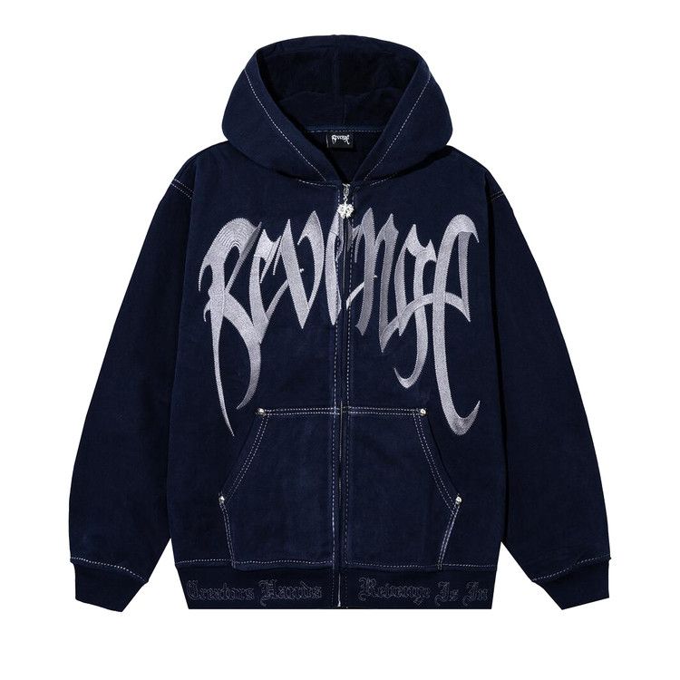 

Худи Revenge Contrast Stitch Embroidered Zip Hoodie, Navy/Silver