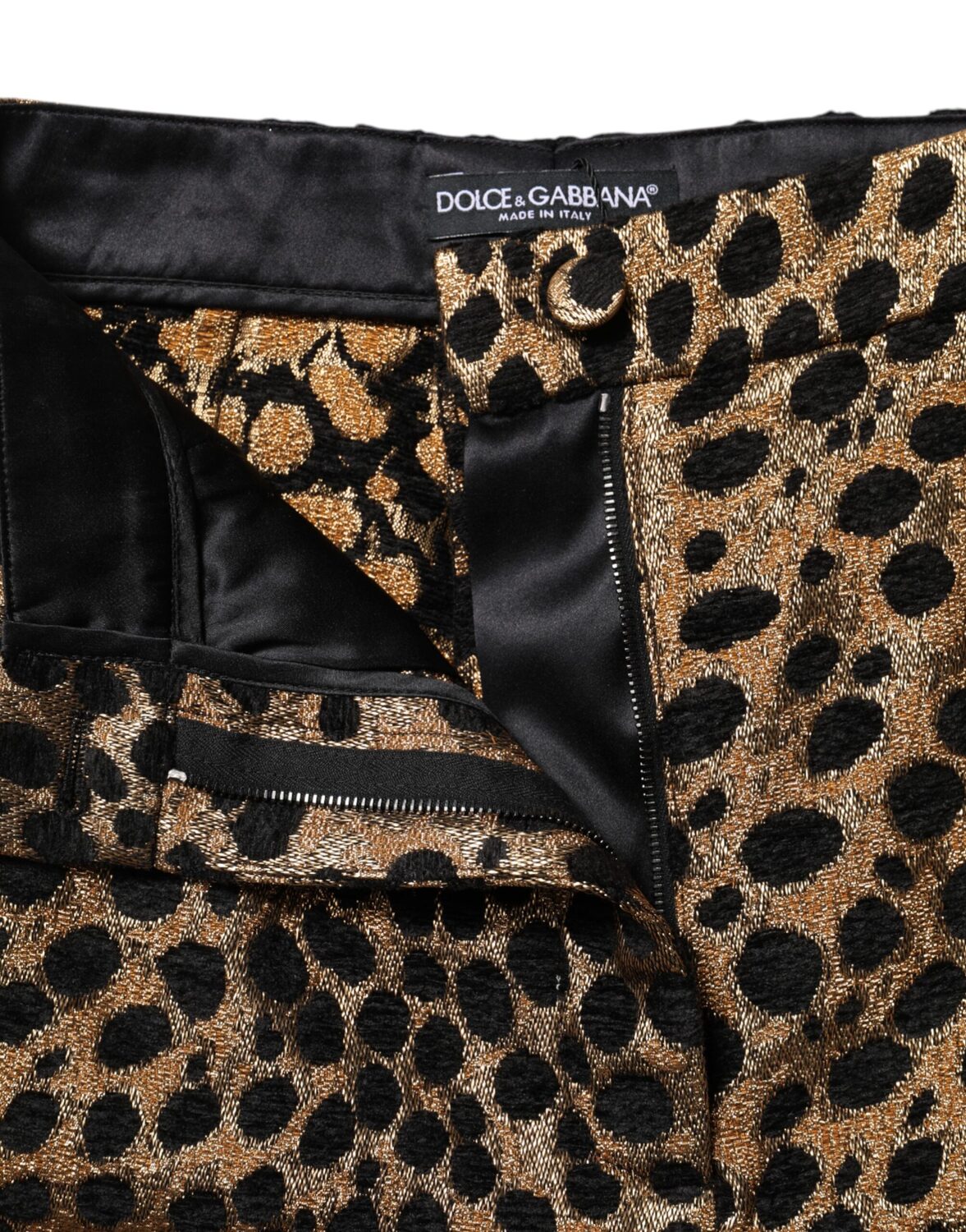 Коричневые шорты с высокой талией и леопардовым принтом Dolce & Gabbana, коричневый — фото 3
