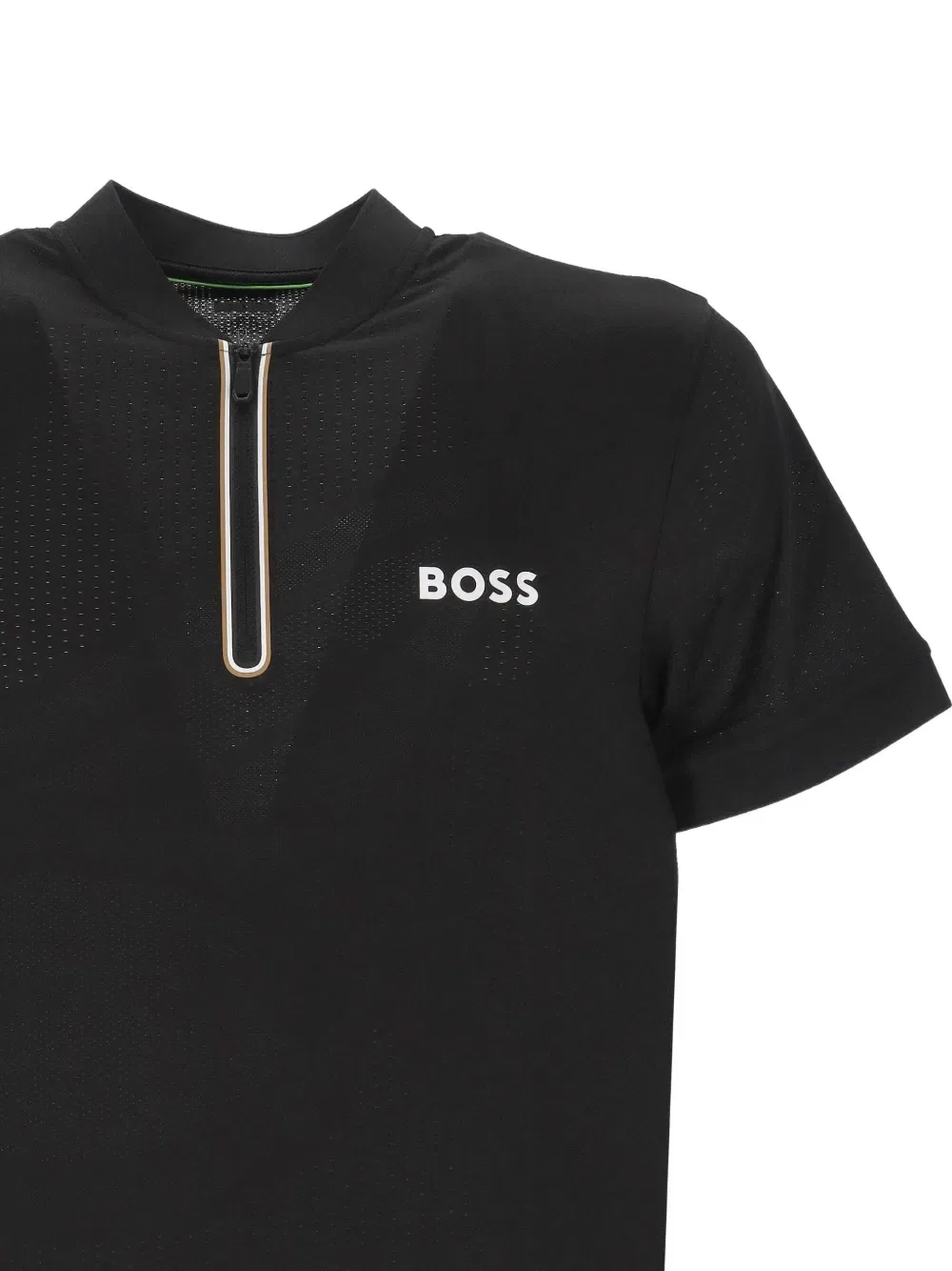 Перфорированная рубашка-поло на молнии Boss, черный — фото 3