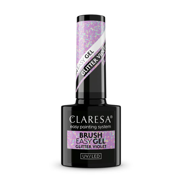 

Гель-лак для ногтей фиолетовый, 5 г Claresa Nails Brush easy gel, цвет glitter violet