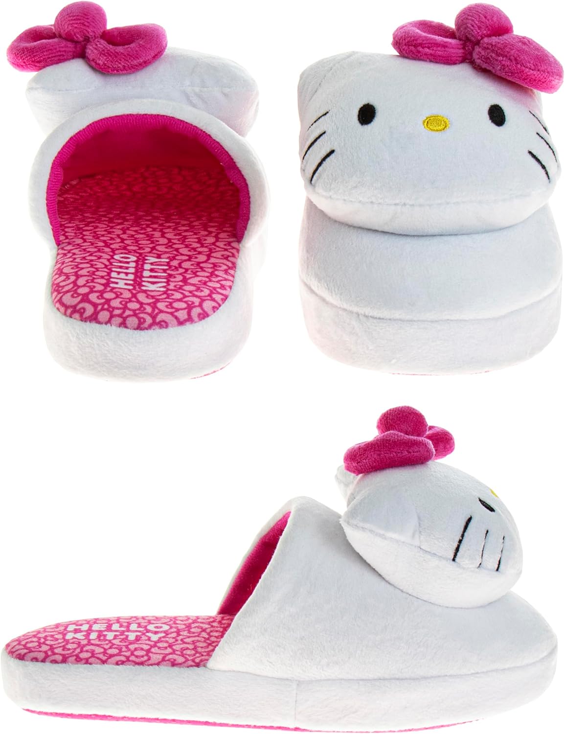 Тапочки Hello Kitty Sanrio Sweethearts Strawberry Shortcake Harry Potter для девочек и мальчиков, с котиком Kitty, домашние мягкие плюшевые тапочки для детей. Размеры: 5-10 для малышей, 11-13 для маленьких детей, 2-5 для старших детей Josmo, бел... — фото 3
