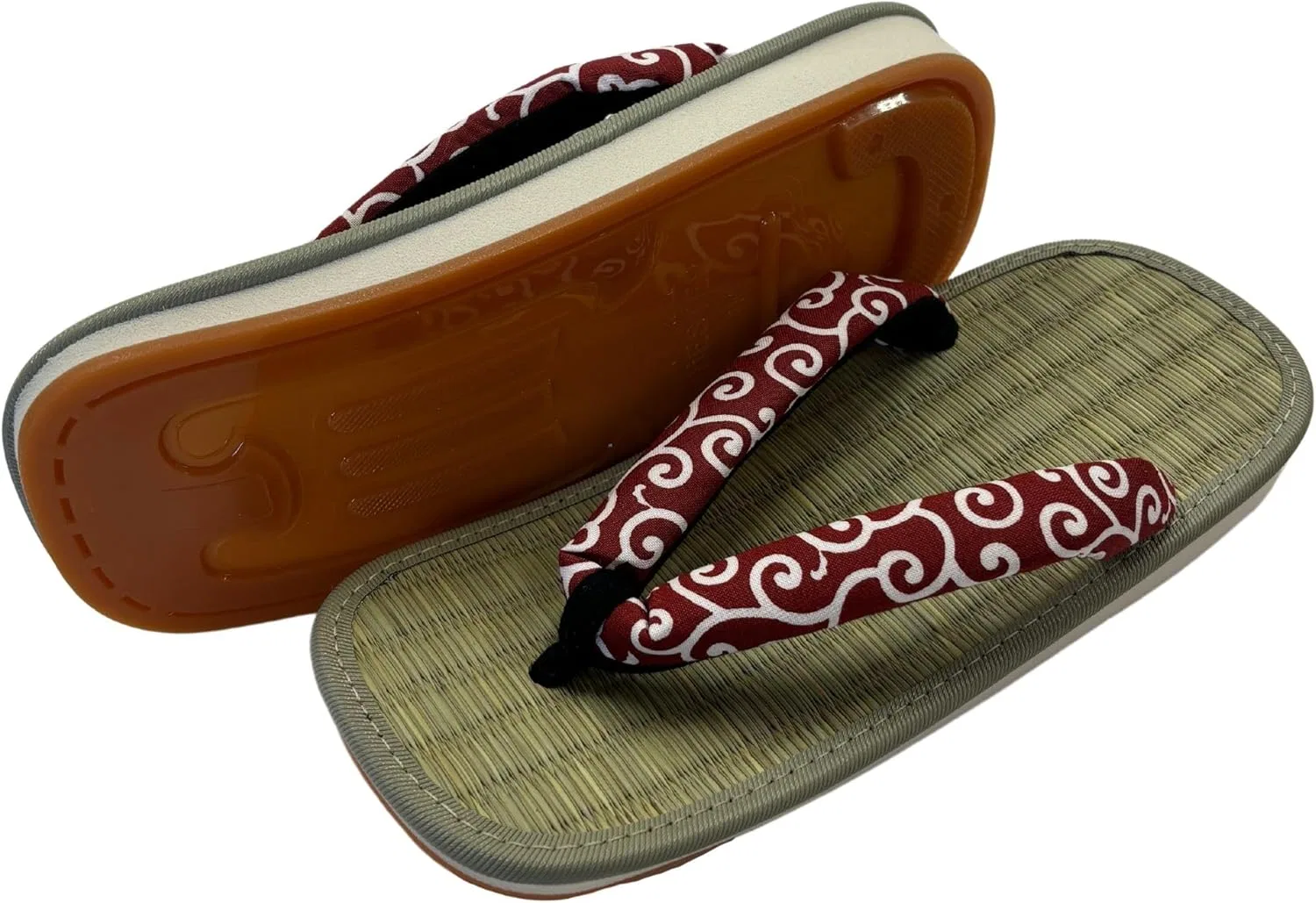 Сандалии с травяной стелькой, Edoten, Rush Insole Arabesque Thong Red (Black Back) — фото 2
