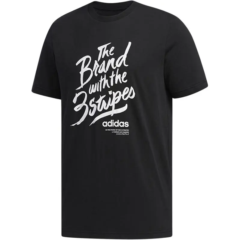 

Adidas Мужская черная футболка с круглым вырезом, умеренно прямой крой, Черный, Adidas Мужская черная футболка с круглым вырезом, умеренно прямой крой