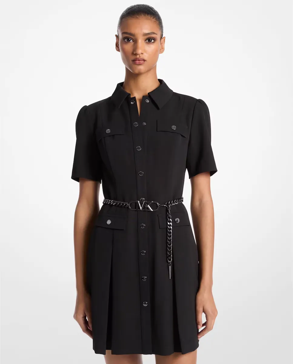 

Платье с коротким рукавом и плиссированной юбкой Michael Michael Kors, черный