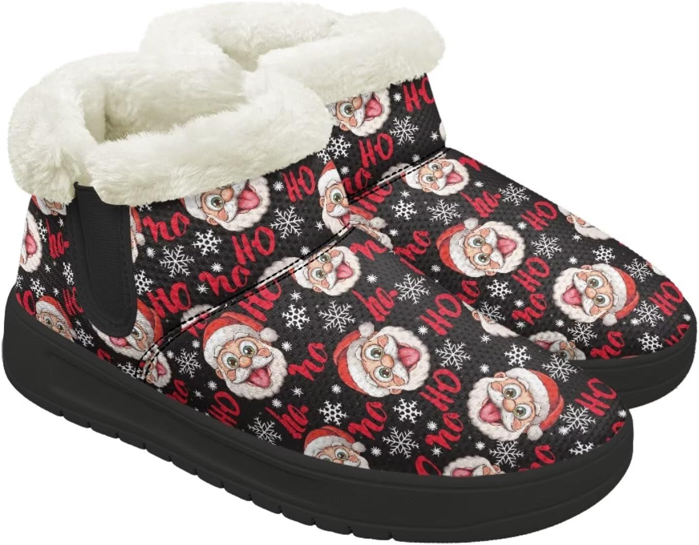 

Рождественские зимние сапоги Forchrinse для женщин и мужчин: удобные, теплые, пушистые, до щиколотки, зимние, противоскользящие, Santa Claus