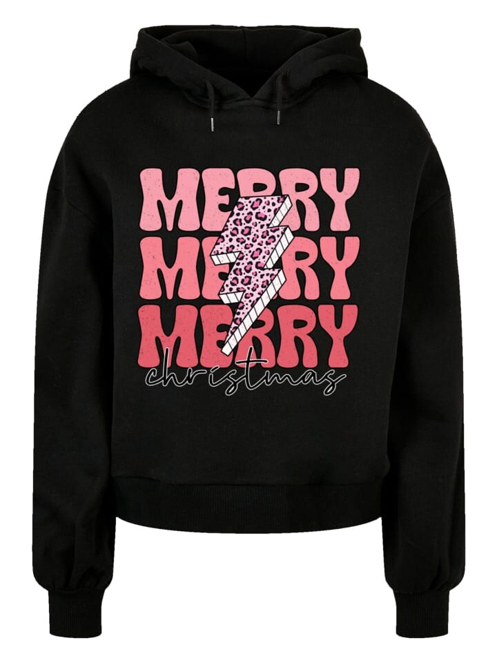 

Пуловер F4NT4STIC Oversized Hoody Merry Weihnachten Print Leo Print, черный