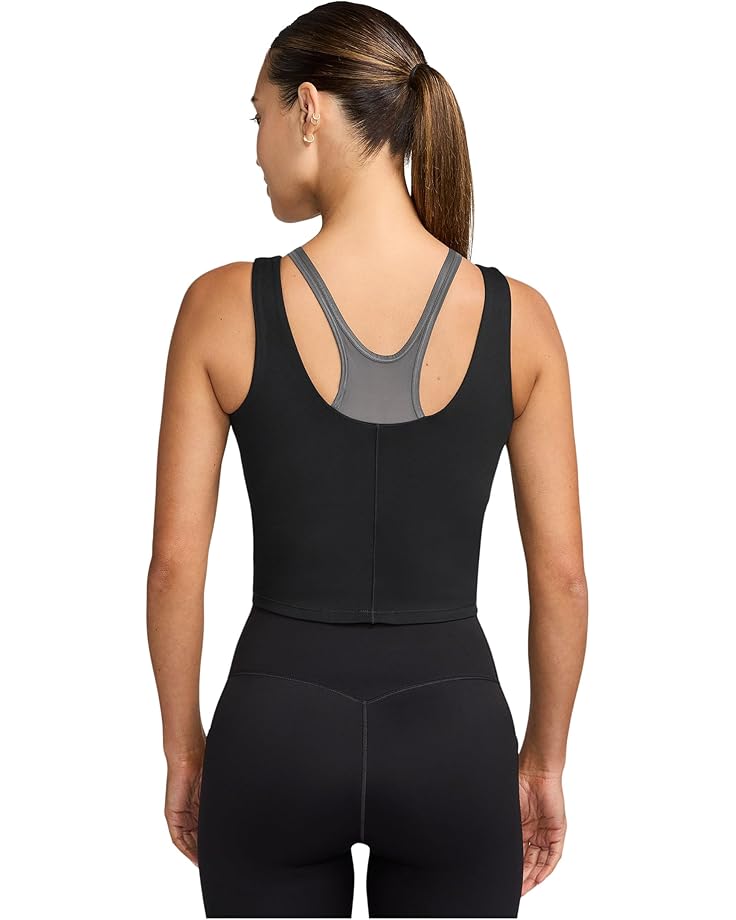 Женский укороченный топ Nike One Fitted Dri-Fit, Black/Dark Smoke Grey — фото 2