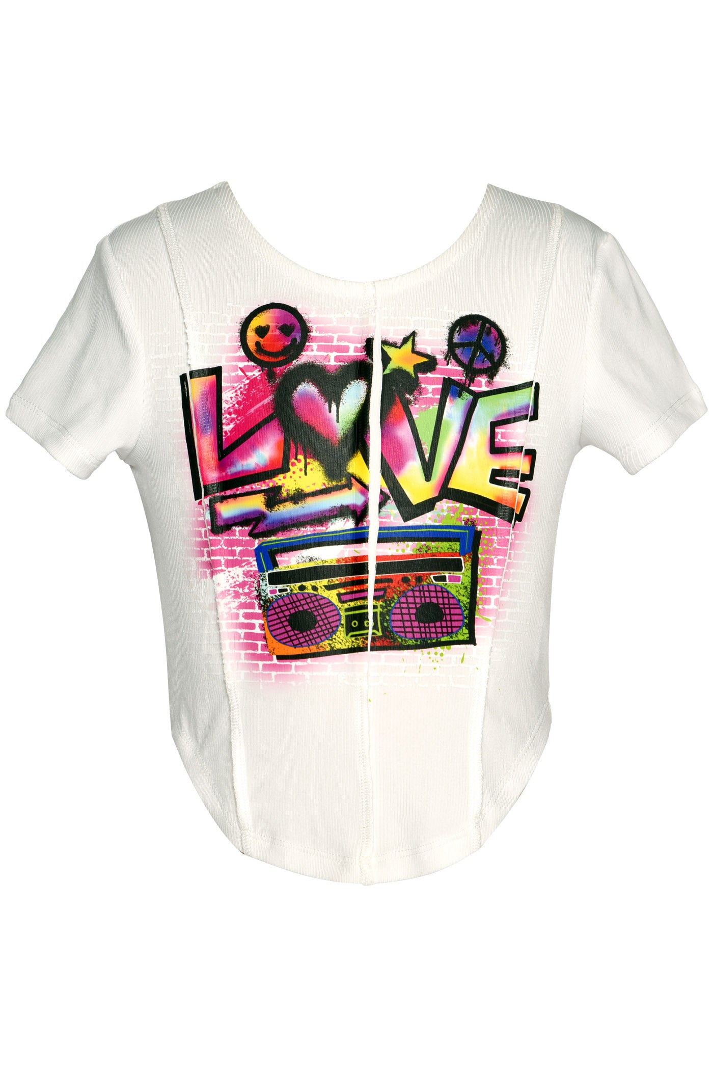 Футболка Love Graphic Boom Box для девочек Little l Big Tween Hannah Banana, белый — фото 2