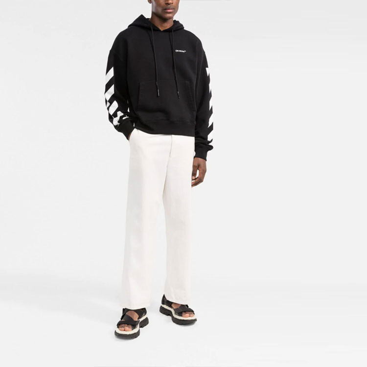 Толстовка большого размера с диагональным принтом Helvetica Off-White, черный — фото 3