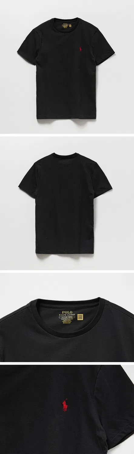 Мужская приталенная футболка с круглым вырезом чёрного цвета от Polo Ralph Lauren — фото 3