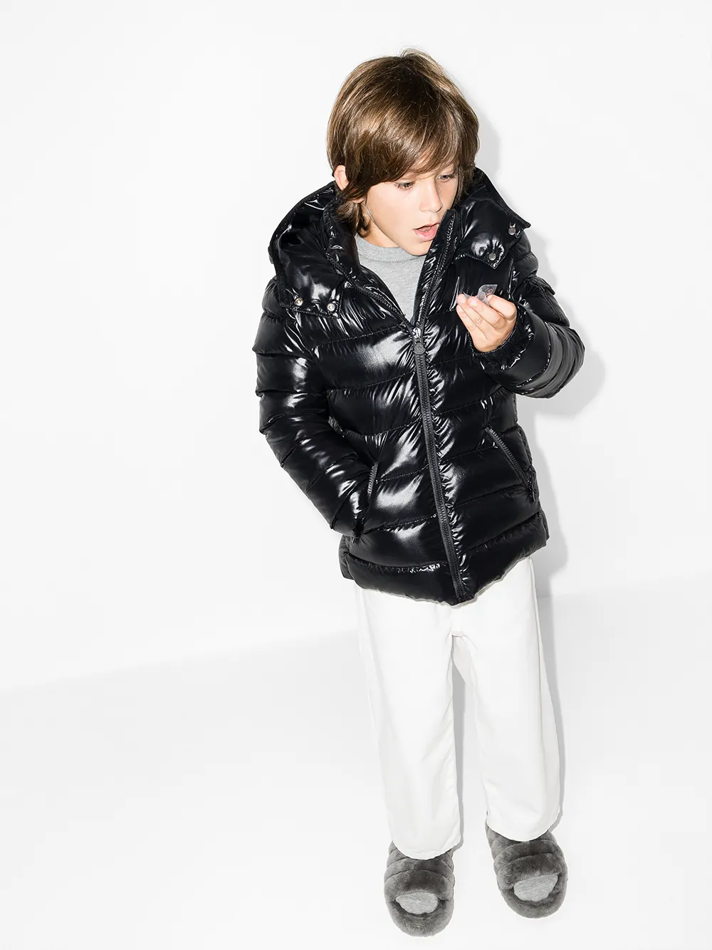 Пуховик New Maya Moncler Enfant, черный — фото 2