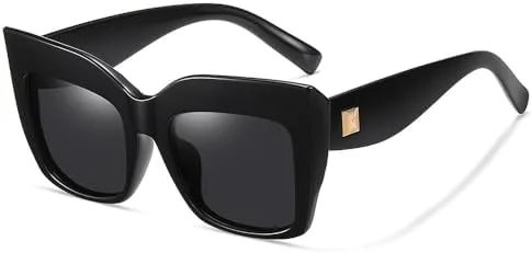 

Черные квадратные солнцезащитные очки большого размера для женщин, с крупной оправой, зеркальные, унисекс, защита от ультрафиолета UV400 MTZJH, Black Lens