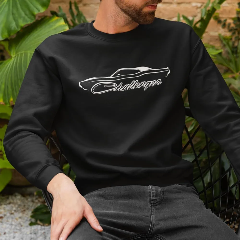 Challenger 70 Outline мужской свитшот - Black Ghost American Muscle Cars Silhouette — фото 2