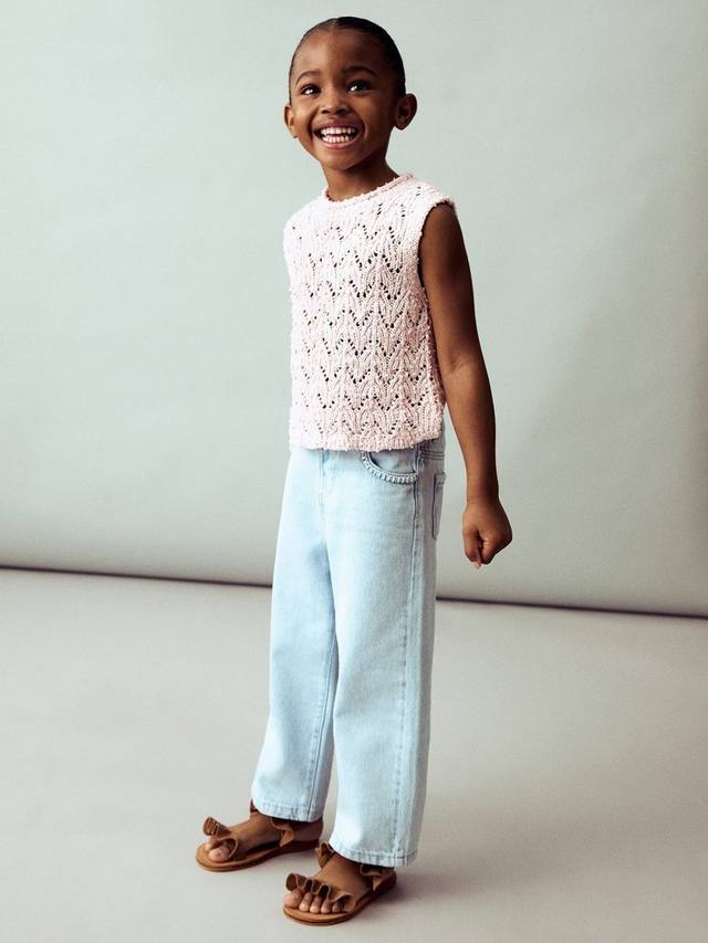 

Детская безрукавка Nixie из хлопковой смеси с ажурной вязкой Mango, Light Pastel Pink