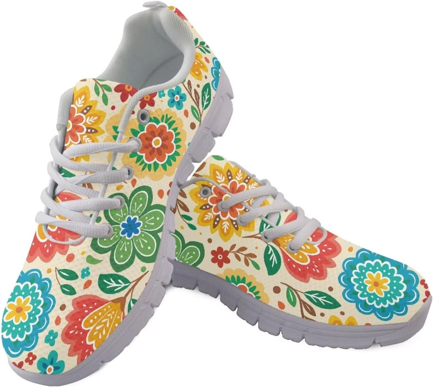 

Женские ботинки POLERO в стиле бохо, легкие кроссовки на шнуровке, повседневная обувь для мужчин, размеры EU35-45, UK2.5-10, Groovy Flowers