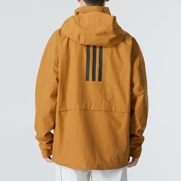 Куртка Men's adidas Traveer Rr J Athleisure Casual Sports Woven Logo Stripe Hooded Jacket Yellow, желтый — фото 4