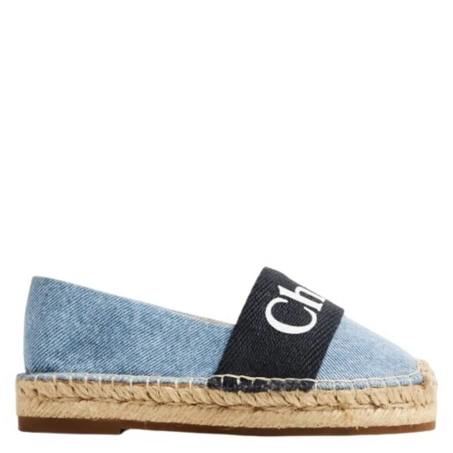 Джинсовые эспадрильи Chloé Girls с логотипом Woody, синий