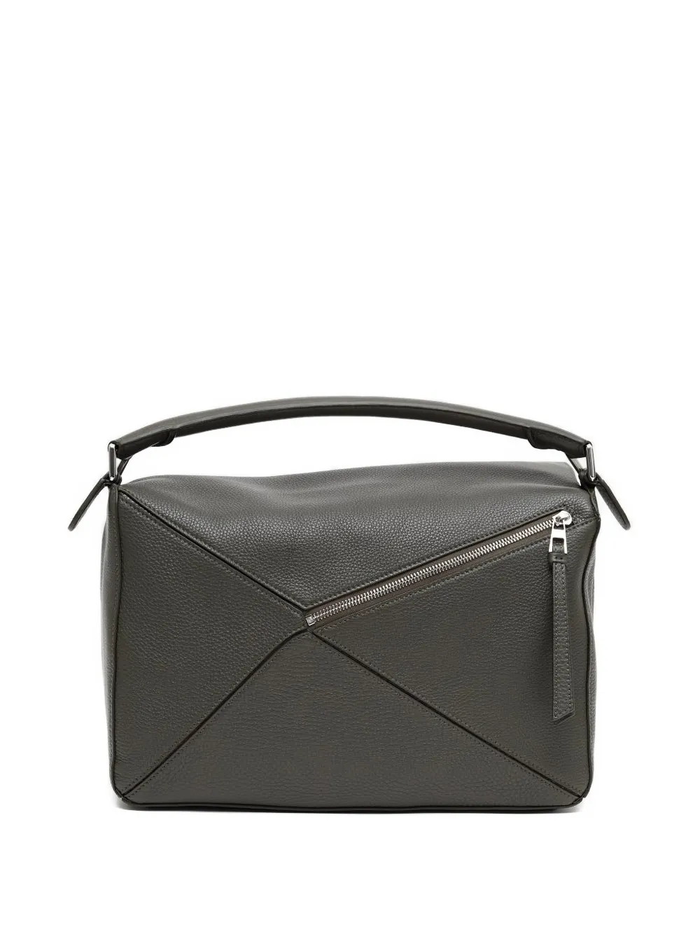 Большая кожаная сумка на плечо Puzzle Loewe, серый — фото 2