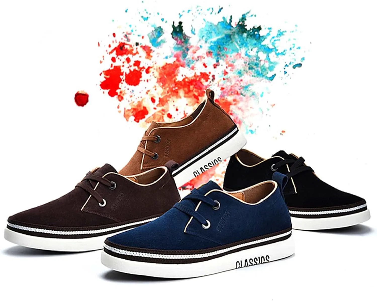 

Мужские невидимые туфли-лифты на каблуке, взрослые, из нубуковой кожи, с шнуровкой, повседневные, подходящие для гардероба Meidiastra, черный