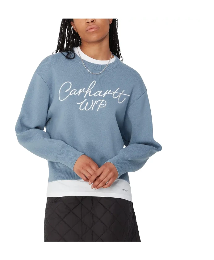 

Фирменный свитер цвета «пыльный лед» Carhartt Wip, синий