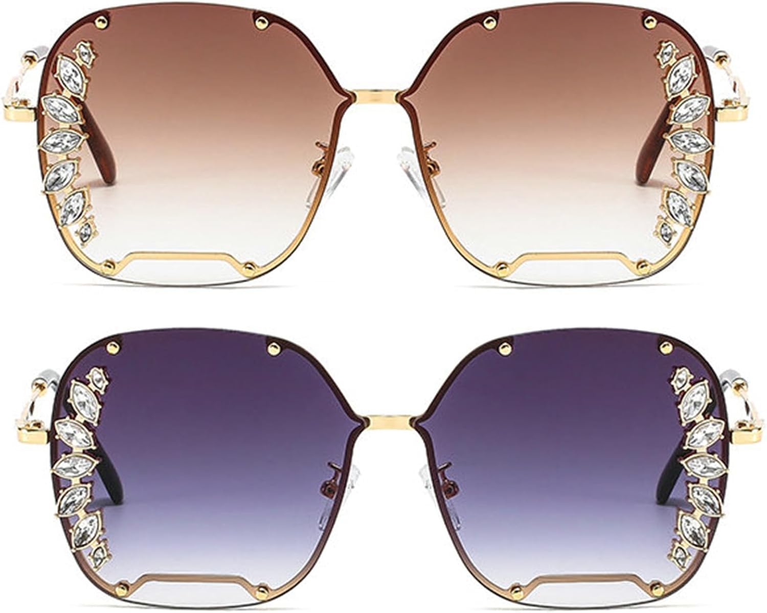 

Солнцезащитные очки Willochra без оправы с бриллиантами для женщин, винтажные квадратные солнцезащитные очки, женские солнцезащитные очки со стразами, квадратные очки с градиентными цветами, Black+tea